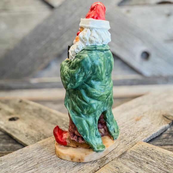 Vintage Folk Art Santa Dressed Up As Clown w/ Musical Instrument, Christmas, 6"H - Picture 7 of 13